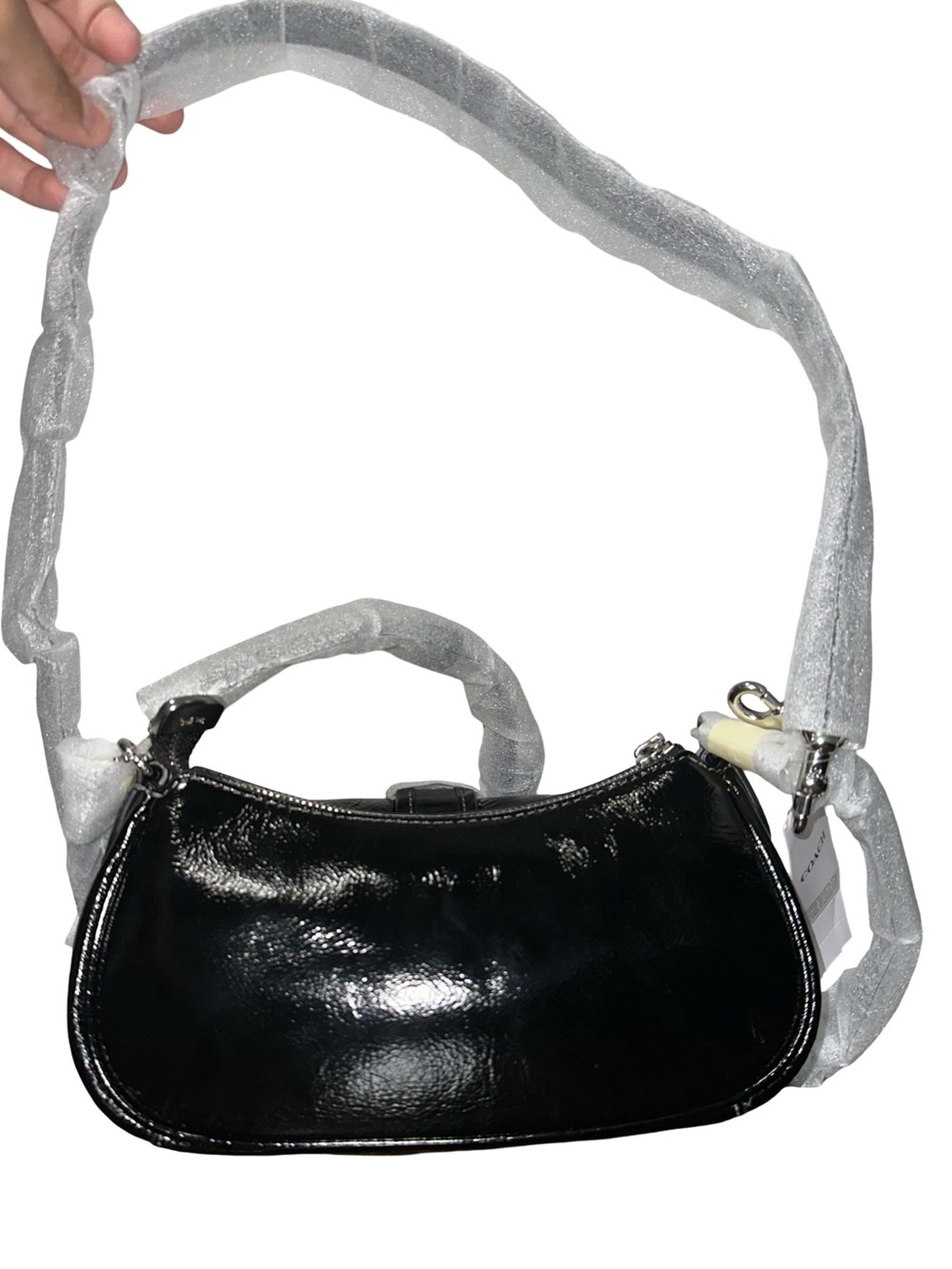 NWT Coach Ashton Mini Shoulder Bag Black Patent Leather - Picture 4 of 7